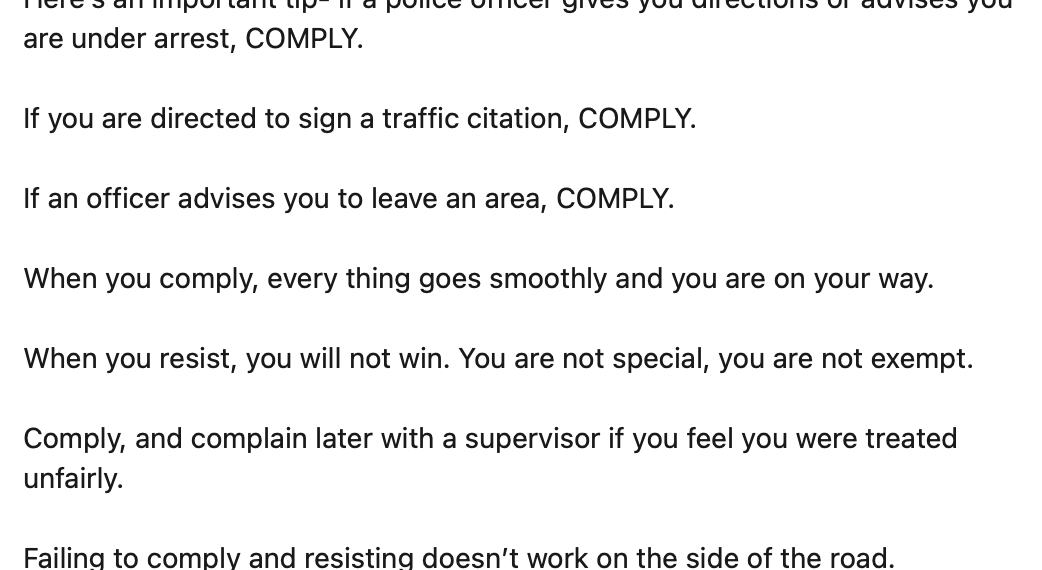 An Important Tip: Comply – Law Officer